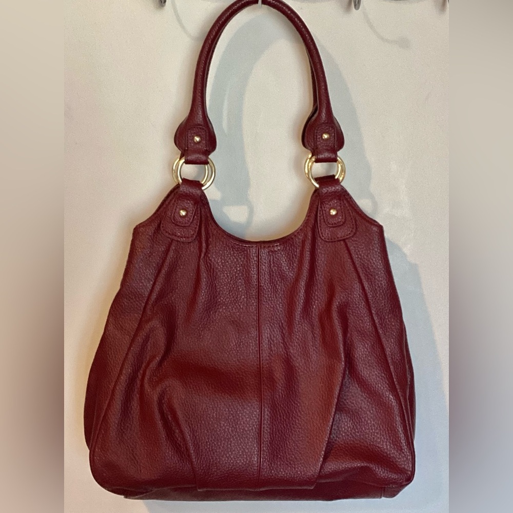 Cuore & Pelle Elegant Burgundy Leather Satchel Handbag - Picture 2 of 11